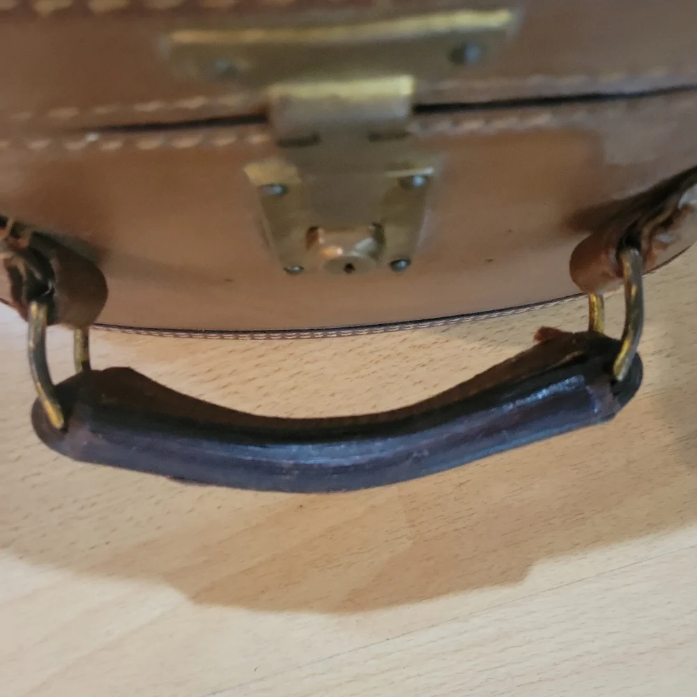 Unique Vintage luggage For a Havana hat...? leather w/ original travel stickers